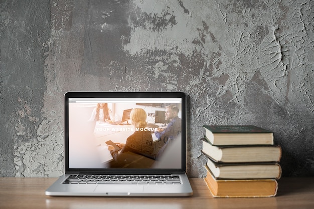 PSD still life with laptop mockup