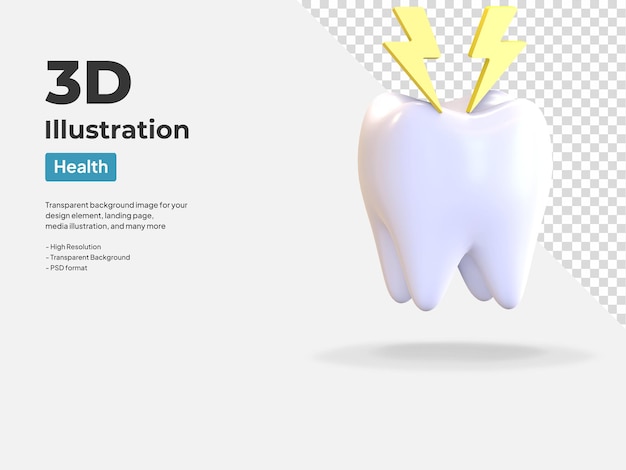 Stinging pain in tooth icon dentist symbol 3d render illustration