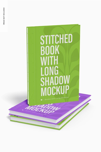 Stitched Books with Long Shadow Mockup, Right View