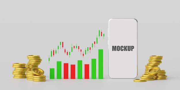 Stock and forex trading on smartphone 3d mockup 