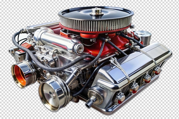 Stock image of a heavy duty muscle car engine isolated on a transparent background 7