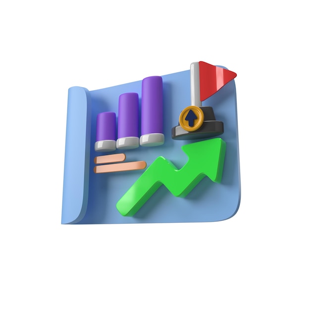 Stock Market Graphic 3D Illustration Icon on Isolated Background