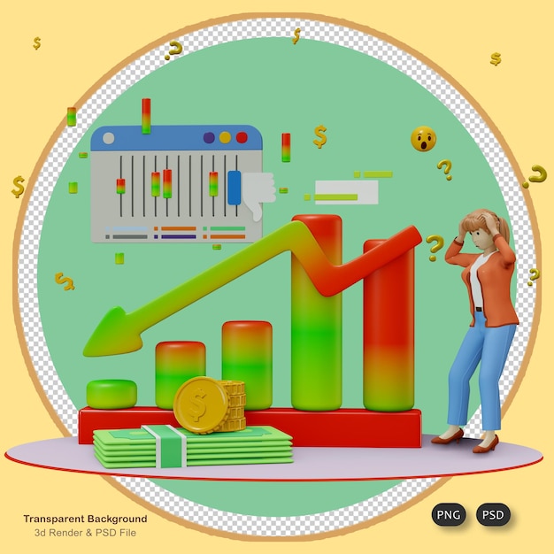 Stock Market loss 3d Illustration