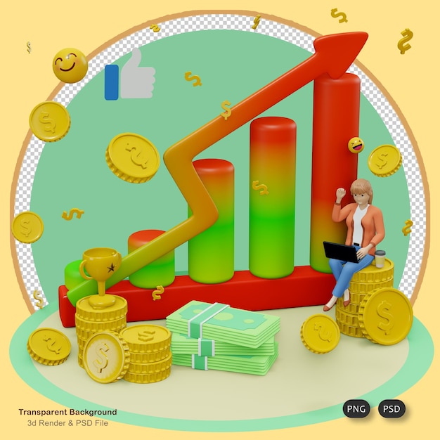 Stock market profit 3d Illustration