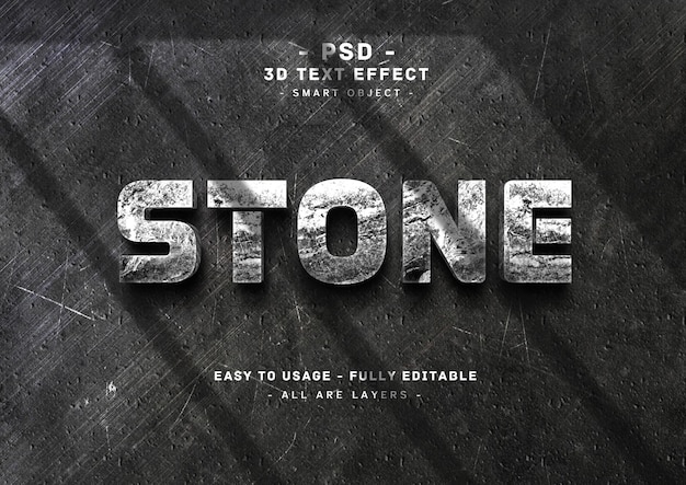 Stone 3d text style effect