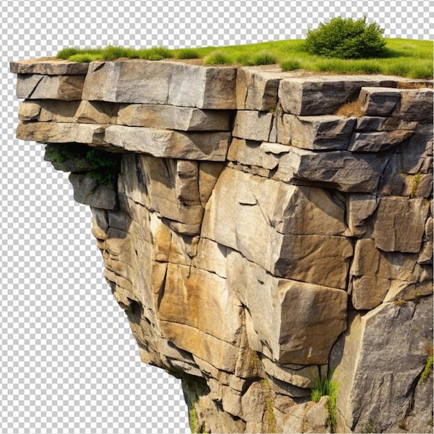 PSD stone cliff edge isolated on transparent background