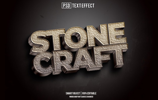 PSD stone craft text effect font editable typography 3d text