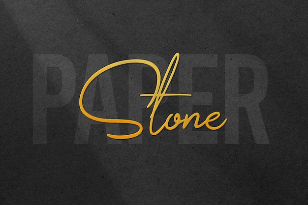 PSD stone gold text logo mockup