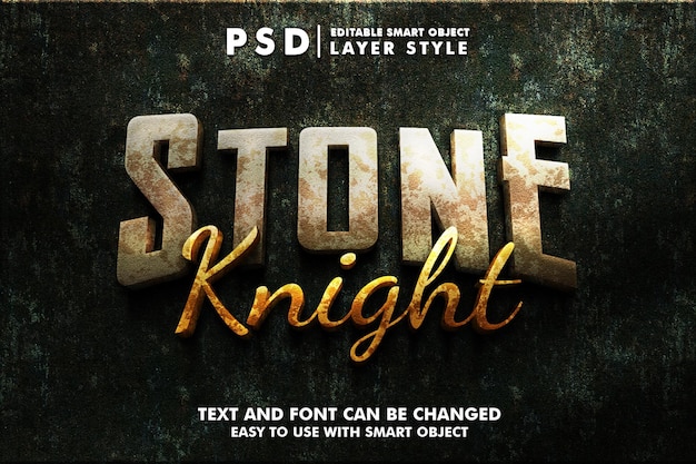 Stone Knight 3d Editable Psd Text Effect