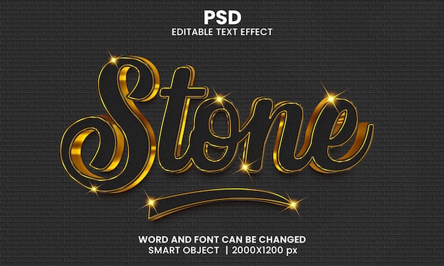 Stone luxury 3d editable text effect Premium Psd with background