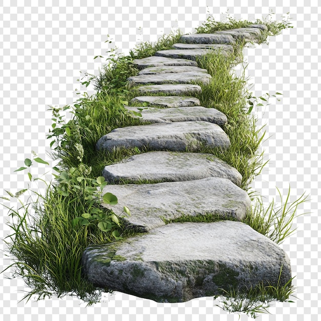 PSD stone pathway through lush greenery