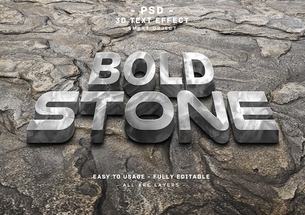 Stone text effect 3d bold gray marble style