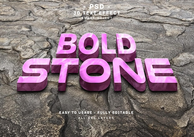 Stone text effect 3d bold purple marble style