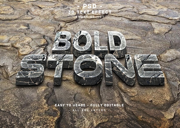 PSD stone text effect 3d bold style