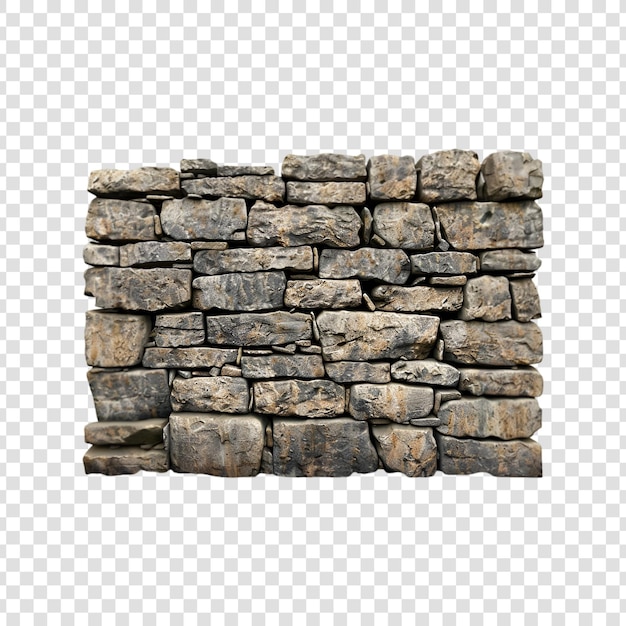 A stone wall isolated on a transparent background