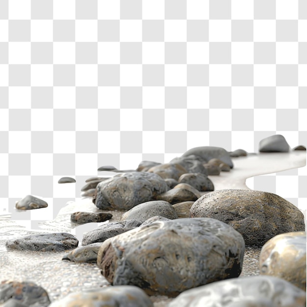 stones on the beach on white background render ultra