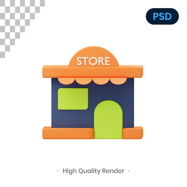 Store 3D Render Illustration Premium Psd