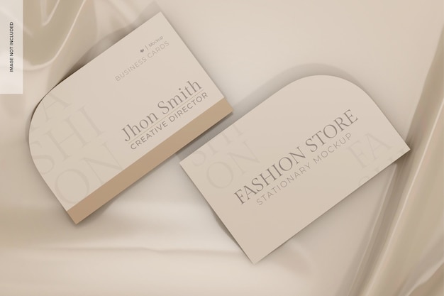 Store Business Cards Mockup Top View