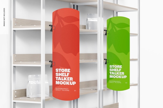 Store Shelf Talkers Mockup, Left View