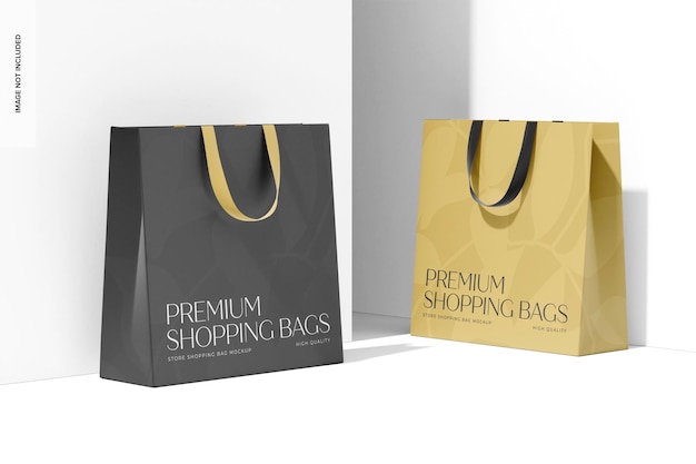 Store Shopping Bags Mockup, Left and Right View