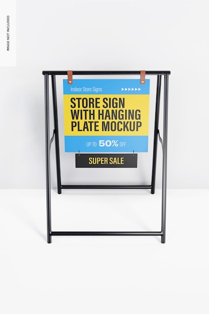 Store Sign with Hanging Plate Mockup