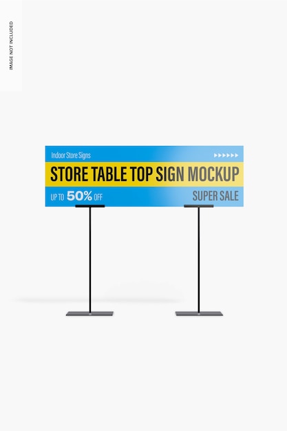 Store Table Top Sign Mockup, Front View