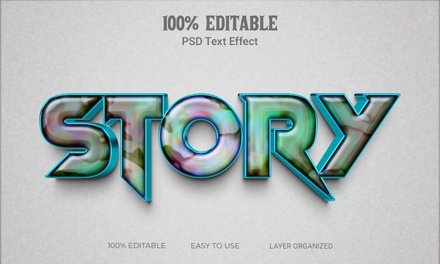 Story 3D Text Effect Editable Text Style PSD File