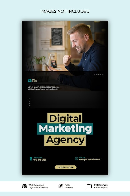 story digital marketing agency social media web story template psd