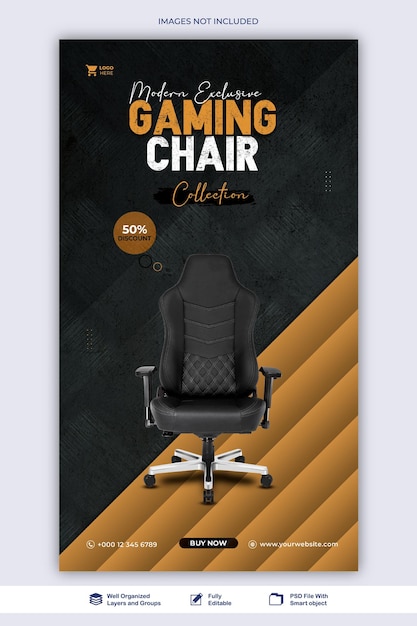 story Gaming chair new sale Gaming chair social media web story post template psd