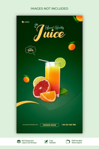 story juice fruit sale agency social media web story post template psd