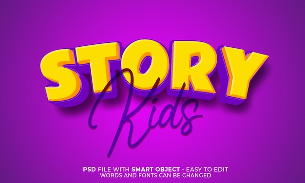 Story kids text editable 3d comic style text effect