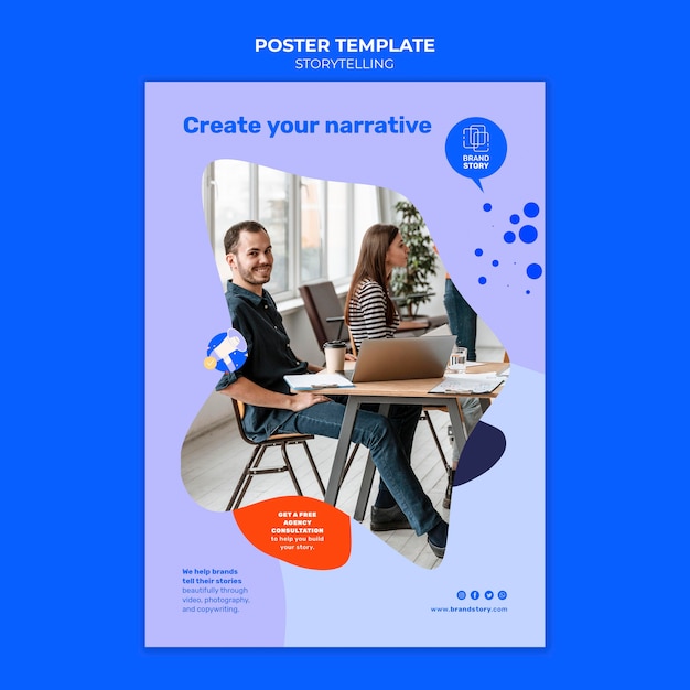 PSD storytelling poster template with photo