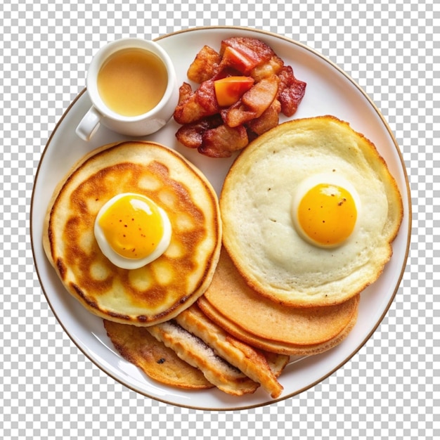 straditional full American breakfast eggs