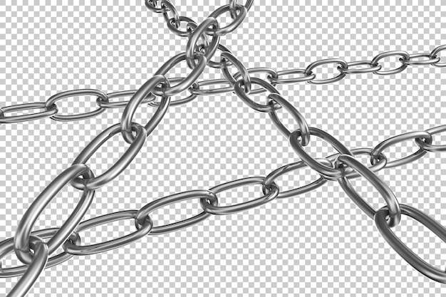 Strained chains from metal Security and power concept Isolated on transparent psd background