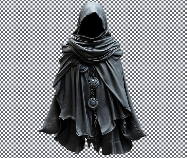 PSD strange eclipse amulet of darkened veil shrouds the character isolated on transparent background