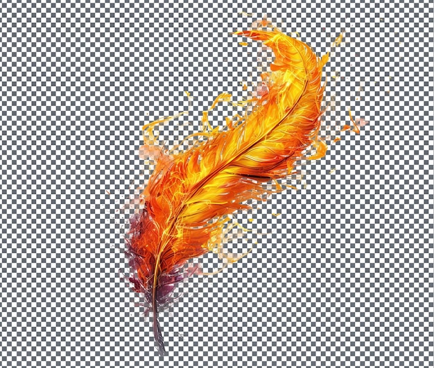 PSD strange fiery phoenix feather isolated on transparent background