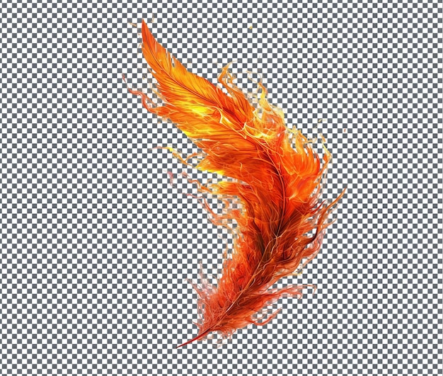 PSD strange fiery phoenix feather isolated on transparent background