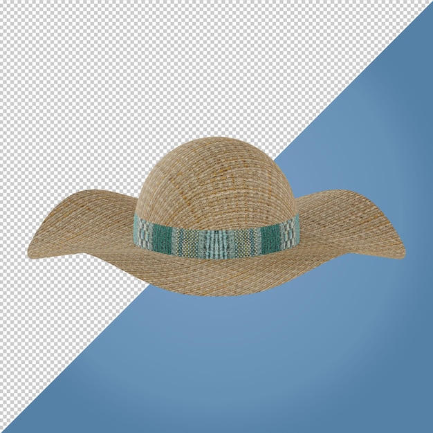 Straw beach hat 3d render illustration