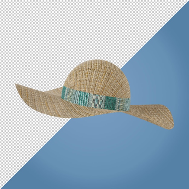 Straw beach hat 3d render illustration