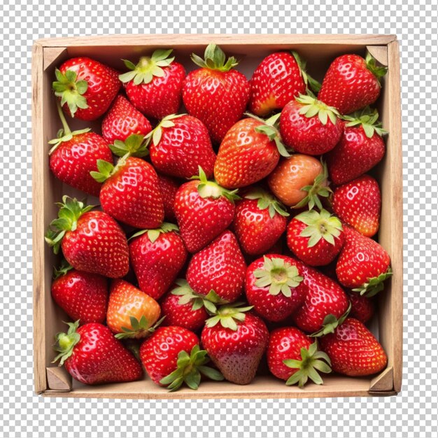 PSD strawberries in a box transparent background