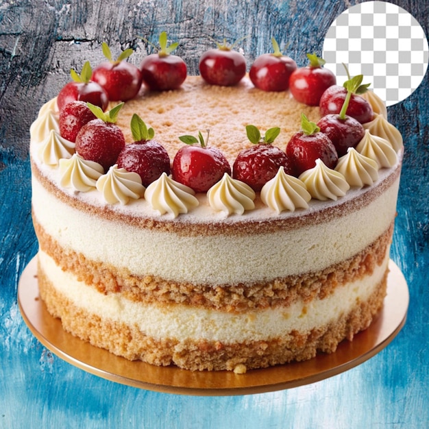 PSD strawberry cake high definition on transparent background