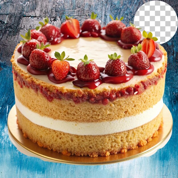 PSD strawberry cake high definition on transparent background