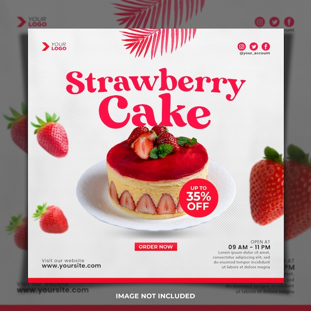 Strawberry Cake Menu Instagram Post Template