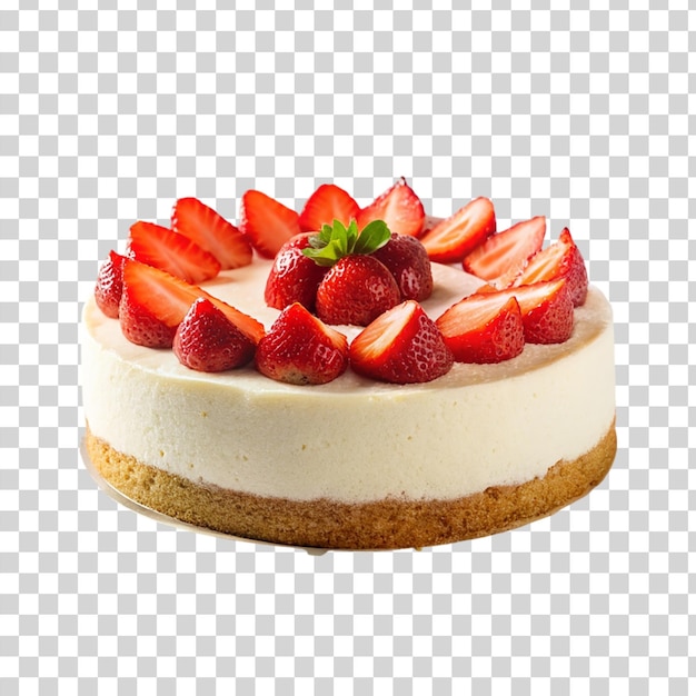 Strawberry cheesecake isolated on transparent background