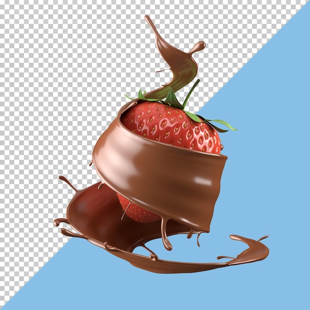 Strawberry Chocolate milk splashes isolated on background