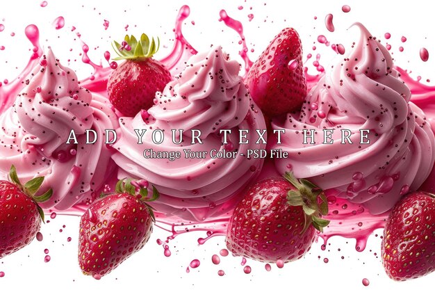 strawberry cream splash isolated on white background