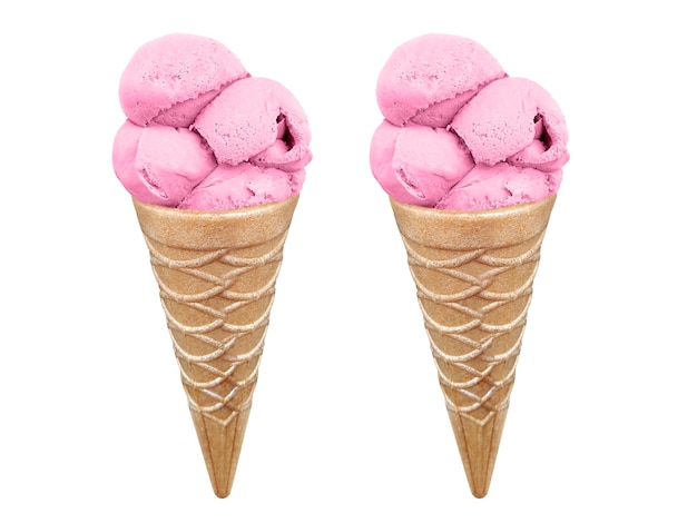 strawberry Ice cream in the cone transparent background