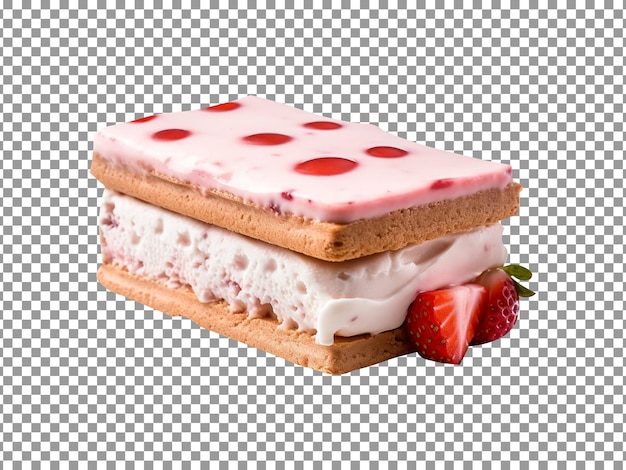 Strawberry Ice cream sandwich isolated on transparent background