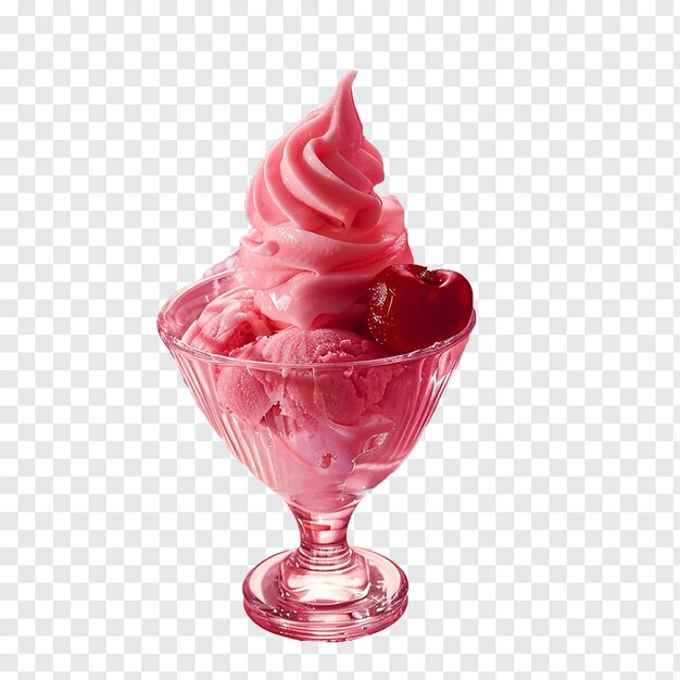 strawberry ice cream sundae isolated on transparent background