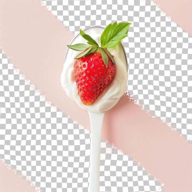 PSD a strawberry ice cream with a green leaf on top